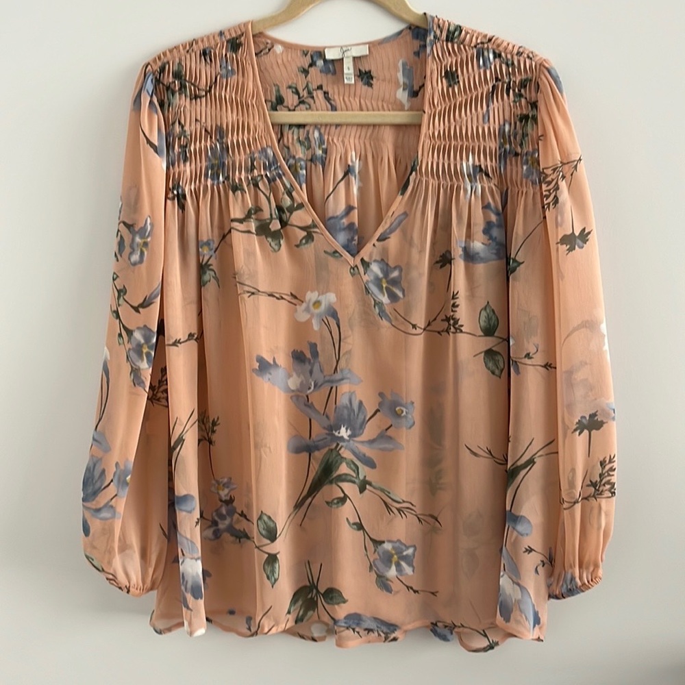 Joie silk floral blouse, three-quarter sleeve
